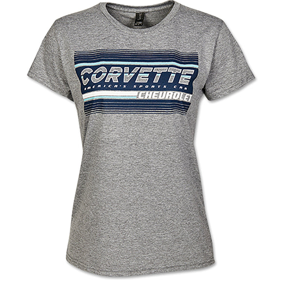 1953-2022 Chevrolet Corvette Ladies Corvette America'S Sportscar T-Shirt - Gray - Medium