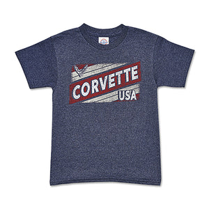 1953-2022 Chevrolet Corvette Youth Corvette Usa T-Shirt - Blue - Extra Small