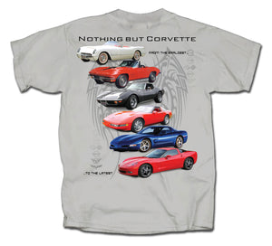 1953-2013 Chevrolet Corvette T-Shirt - Gray W/Nothing But Corvette Logo - 2X-Large