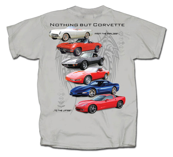 1953-2013 Chevrolet Corvette T-Shirt - Gray W/Nothing But Corvette Logo - 2X-Large