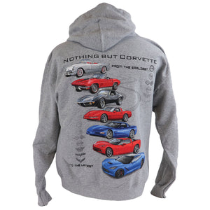 1953-2019 Chevrolet Corvette Hooded Sweatshirt - Nothing But Corvette Gray 2XL