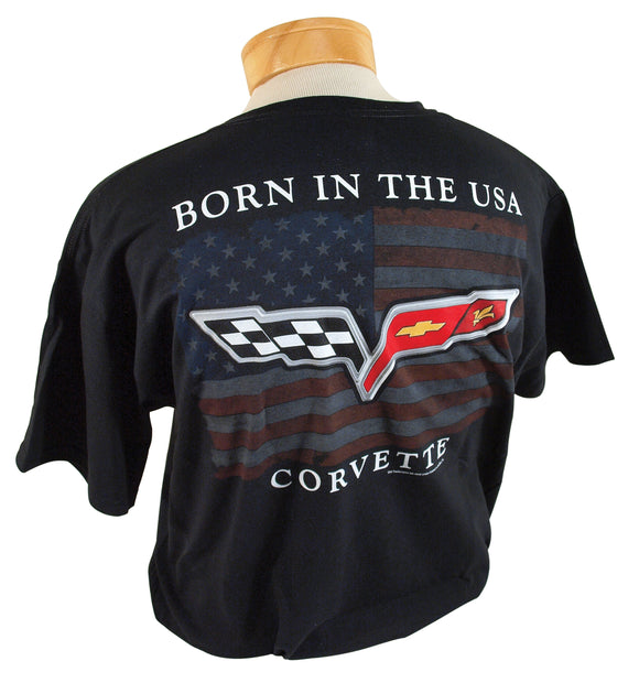 2005-2013 Chevrolet Corvette T-Shirt. Born In The USA Black 2X