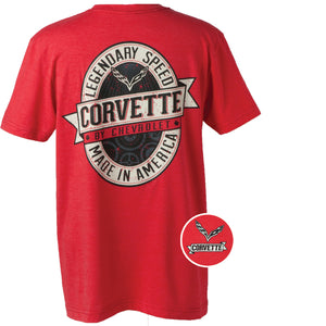 2014-2019 Chevrolet Corvette T-Shirt - Red C7 Corvette Made In America - Large