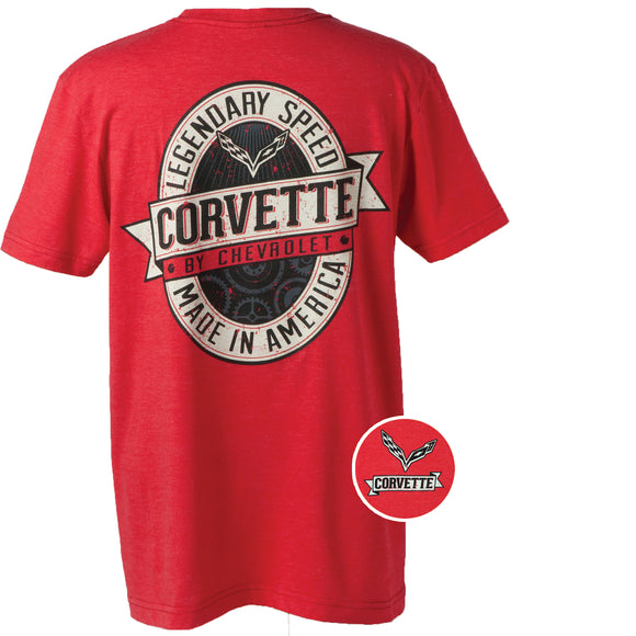 2014-2019 Chevrolet Corvette T-Shirt - Red C7 Corvette Made In America - Large