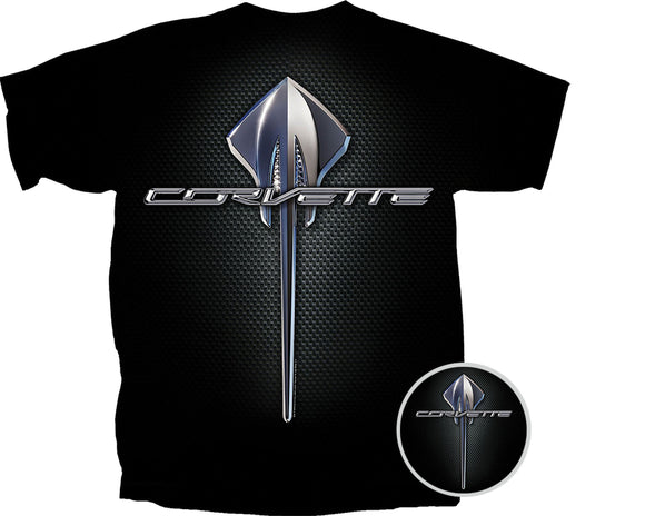 2014-2019 Chevrolet Corvette T-Shirt - C7 Stingray W/Vertical Logo - Black - Large