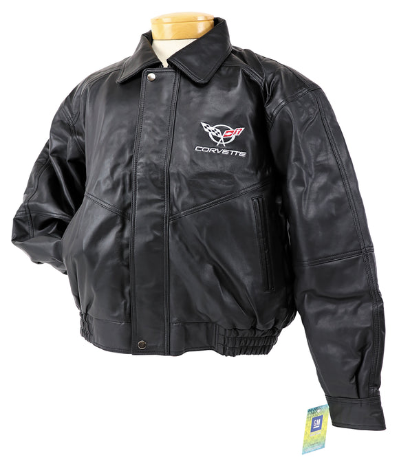 1997-2004 Chevrolet Corvette Mens C5 Leather Bomber Jacket W/Logo - Medium