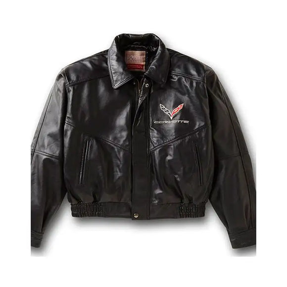 2014-2019 Chevrolet Corvette Mens C7 Leather Bomber Jacket W/Logo - Large