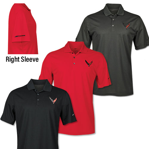 2023-2023 Chevrolet Corvette Nike Dri-Fit Mens Polo W/C8 Z06 Logos - Red - Large