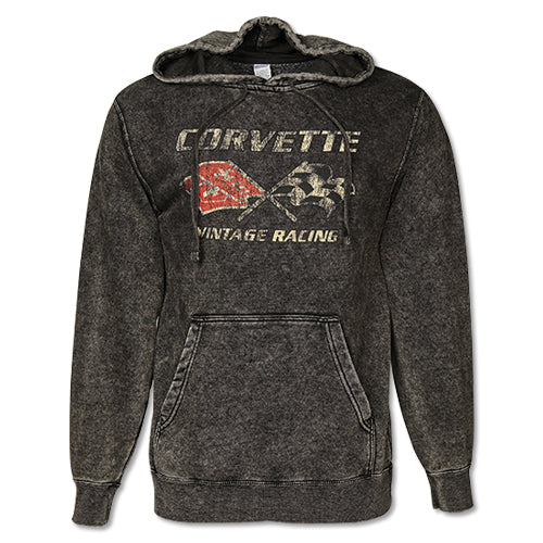 1953-1982 Chevrolet Corvette Stonewashed Hoodie W/Corvette Vintage Racing Logo - Small