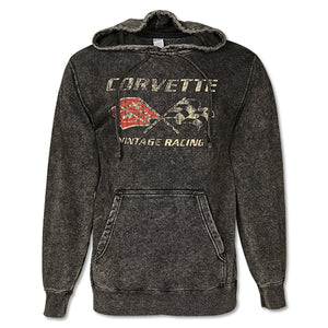 1953-1982 Chevrolet Corvette Stonewashed Hoodie W/Corvette Vintage Racing Logo - Medium