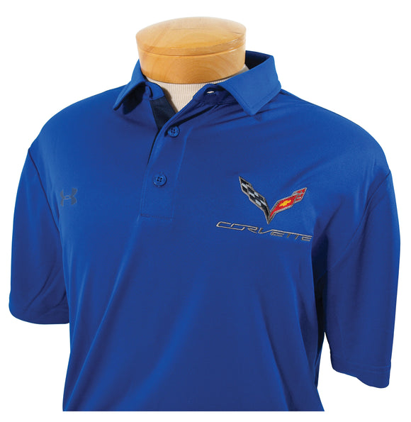 2014-2019 Chevrolet Corvette Mens C7 Polo Under Armour Shirt - Royal - Large