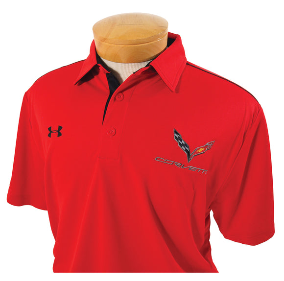 2014-2019 Chevrolet Corvette Mens C7 Polo Under Armour Shirt - Red - XXL