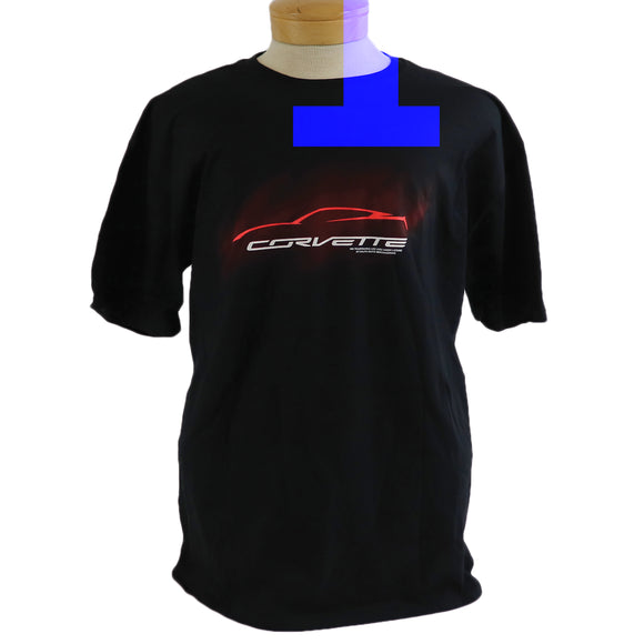 2014-2019 Chevrolet Corvette T-Shirt - Black W/Red Corvette Outline - XL