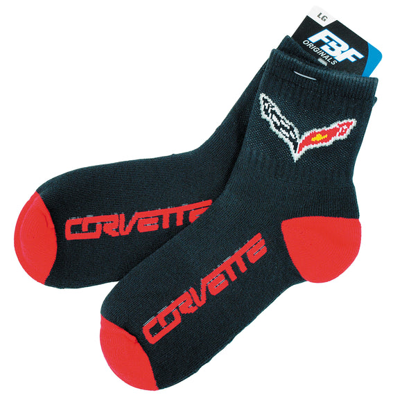 2014-2019 Chevrolet Corvette C7 Corvette Team Color Quarter Crew Socks - Size 10-13