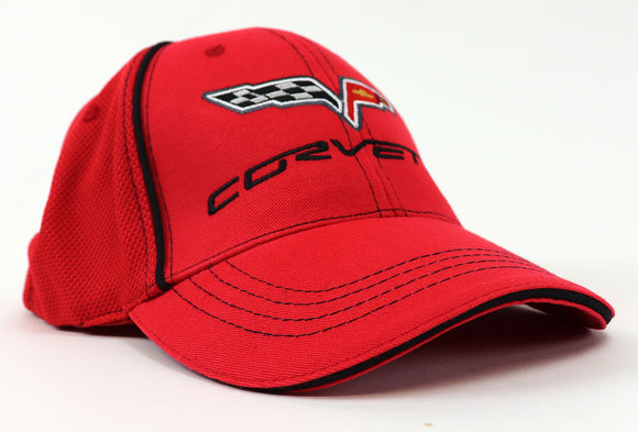 2005-2013 Chevrolet Corvette Cap. Red C6 Flex Fabric Logo & 2 Tone