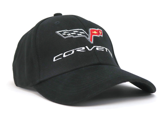 2005-2013 Chevrolet Corvette Cap. Black W/C6 Logo - Solid Color