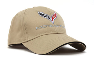 2014-2019 Chevrolet Corvette Cap. Tan W/C7 Logo & Script W/Black Sand Brim