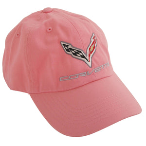 2014-2019 Chevrolet Corvette Cap. Pink W/C7 Logo & Script W/White Sand Brim