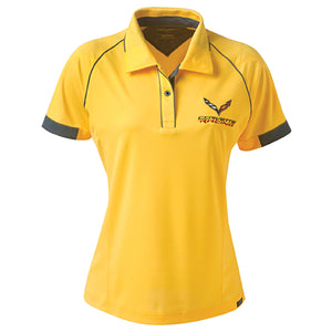 2014-2019 Chevrolet Corvette Ladies Polo - C7 Corvette Racing - Yellow - XXL