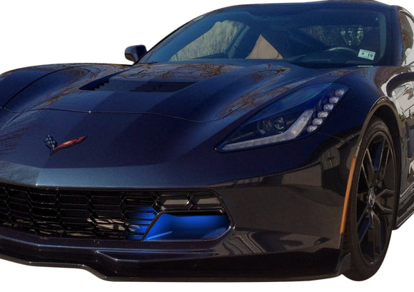 2015-2019 Chevrolet Corvette LED Strip Lighting - Front Grille Blue W/O Switch Outer Vents - Pair