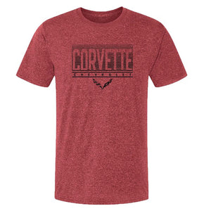 2014-2019 Chevrolet Corvette T-Shirt - Corvette Block Print W/C7 Logo - Red - Small