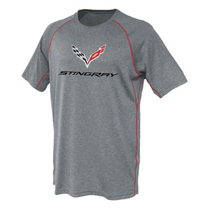 2014-2019 Chevrolet Corvette T-Shirt - C7 Logo - Gray W/Red Contrast Stitching - Small