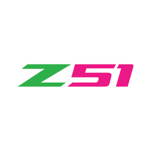 2014-2019 Chevrolet Corvette Z51 Rear Bumper Decal - Single Gloss Lime Green Z Gloss Pink 51