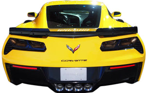 2015-2019 Chevrolet Corvette Clear Center Wicker Bill Decal - Gloss Black Supercharged Text