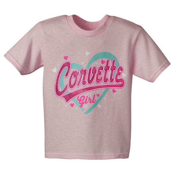 1953-2020 Chevrolet Corvette T-Shirt - Kids Corvette Girl - Pink 4T