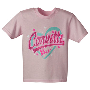 1953-2020 Chevrolet Corvette T-Shirt - Kids Corvette Girl - Pink 2T