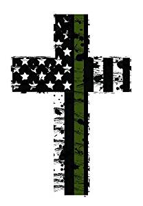 1953-2023 Chevrolet Corvette Tattered US Flag Cross Decal - Military - Thin Green Line