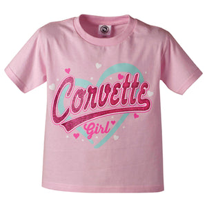 1953-2020 Chevrolet Corvette T-Shirt - Youth Corvette Girl - Pink Small