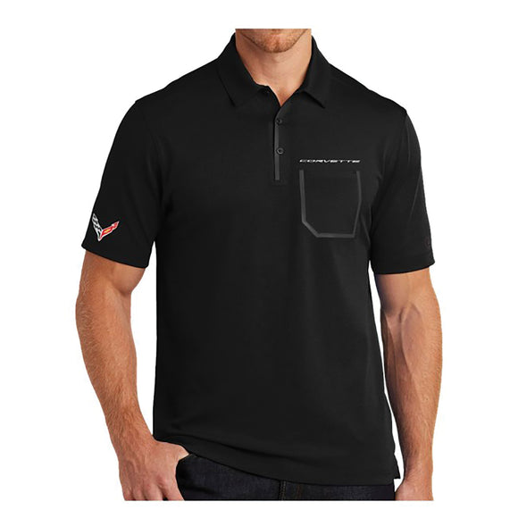 2020-2021 Chevrolet Corvette Mens Ogio Polo - Next Generation W/C8 Logo On Sleeve - Black - Medium