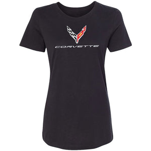 2020-2021 Chevrolet Corvette Ladies T-Shirt - Next Generation W/C8 Logo & Script - Black - Medium