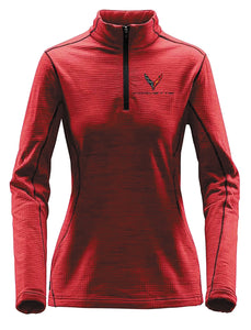 2020-2021 Chevrolet Corvette Ladies Fleece - Next Generation Quarter Zip W/C8 Logo & Script - Raspberry - 2XL