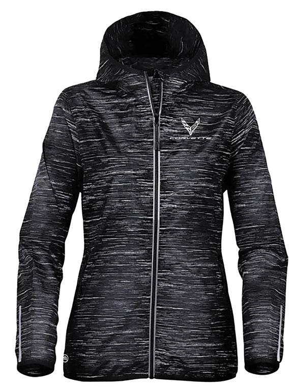 2020-2021 Chevrolet Corvette Ladies Lightweight Hooded Full Zip Jckt - Next Gen. W/C8 Logo & Script - Carbon