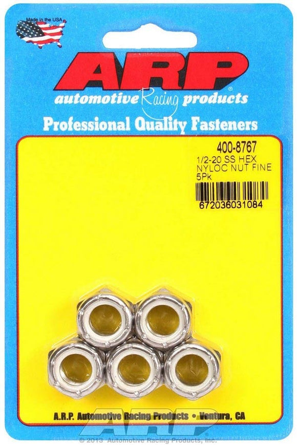 S/S 6pt. Fine Nyloc Nuts - 1/2-20 (5)