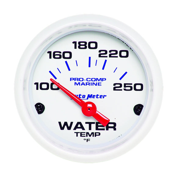 2-1/16 Water Temp Gauge 100-250F White Phantom