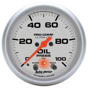 2-5/8in U/L Oil Pressure Gauge w/Peak & Warning