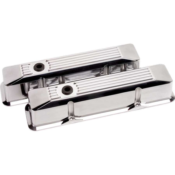 Valve Covers SBC Ribbed Polished Tall