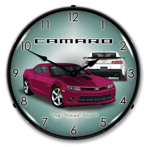 2014-2014 Chevrolet Camaro LED Clock. SS Deep Magenta