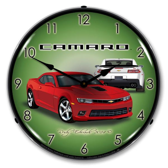 2014-2014 Chevrolet Camaro LED Clock. SS Red Rock