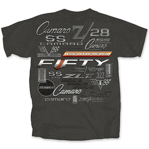 1967-2021 Chevrolet Camaro T-Shirt - All Logos Gray, M