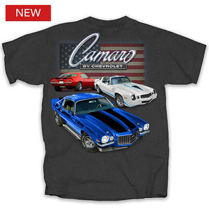 1967-2021 Chevrolet Camaro T-Shirt - Red, White, Blue Cars, Gray, S