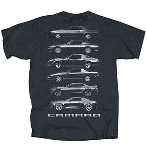 1967-2021 Chevrolet Camaro T-Shirt - Six Profiles Dk Gray, L