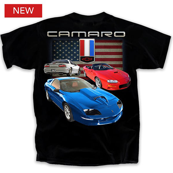 1967-2021 Chevrolet Camaro T-Shirt - 4Th Gen Flag Black, XXXL