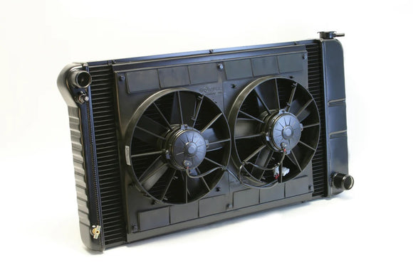 Radiator w/Fans Chevelle 68-72 Manual Trans Black