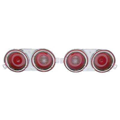 Tail Lamp Assembly; Lh/Rh Pair; With Pillow Optics On Back-Up Lamp; 71-73 Camaro [Except Rs Models]