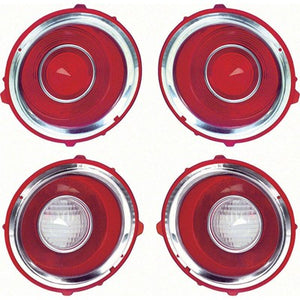 Tail Lamp Lens Set; Trim Included; Set Of 4 Lamps; 2 Tail Lamps; 2 Back-Up Lamps; 70-71 Camaro; Rs Models Only Without Pillow Optics