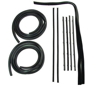 Door Weatherstrip Kit; Front; Includes Door Weatherstrips; Felts; Glass Run Channels; Black Bead; 67-72 C/K Pick-Up 